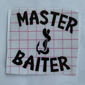 Master Baiter Worm On Fish Hook Funny Vinyl Decal